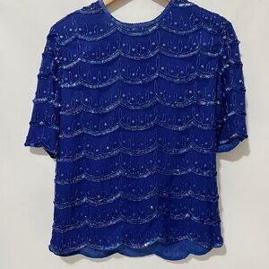 Scala Royal Blue Sequin Blouse
